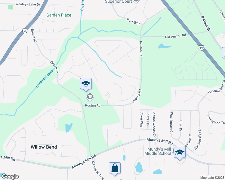 map of restaurants, bars, coffee shops, grocery stores, and more near 9546 Rollinghills Drive in Jonesboro