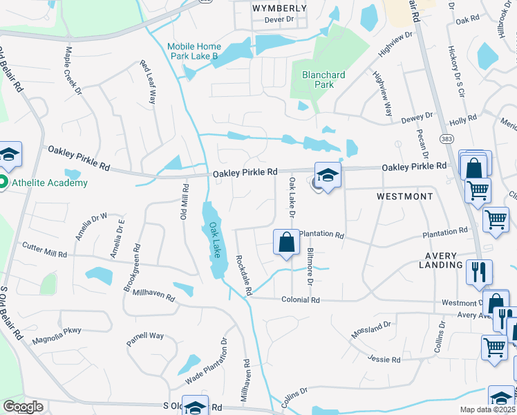 map of restaurants, bars, coffee shops, grocery stores, and more near 4628 Peavine Court in Augusta