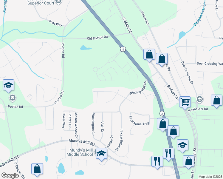 map of restaurants, bars, coffee shops, grocery stores, and more near 1288 Briar Ridge Lane in Jonesboro