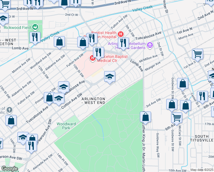 map of restaurants, bars, coffee shops, grocery stores, and more near 836 McMillon Avenue in Birmingham