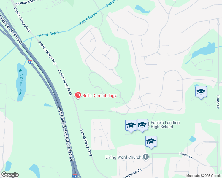 map of restaurants, bars, coffee shops, grocery stores, and more near 248 Montrose Drive in McDonough