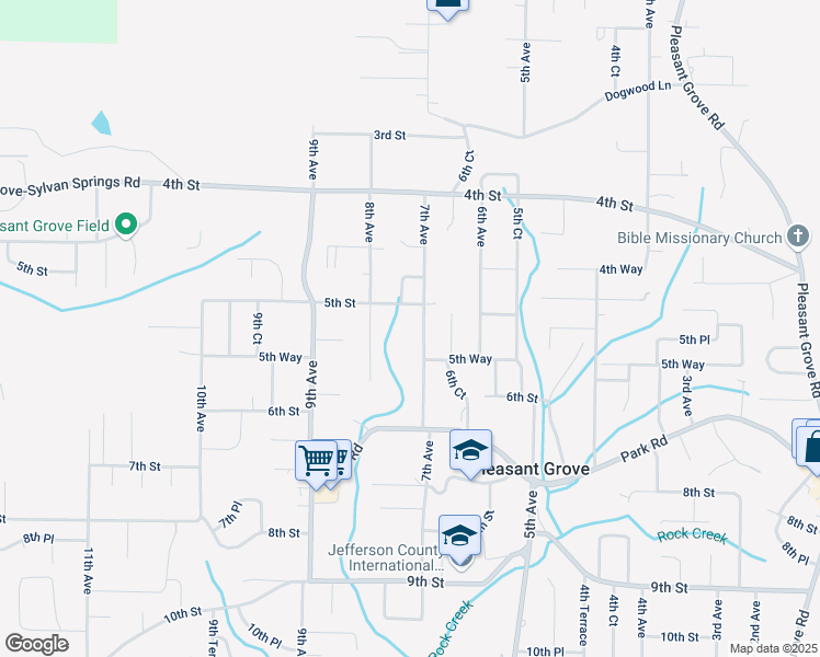 map of restaurants, bars, coffee shops, grocery stores, and more near 516 7th Avenue in Pleasant Grove