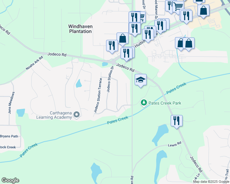 map of restaurants, bars, coffee shops, grocery stores, and more near 341 Jodeco Station Circle East in Stockbridge