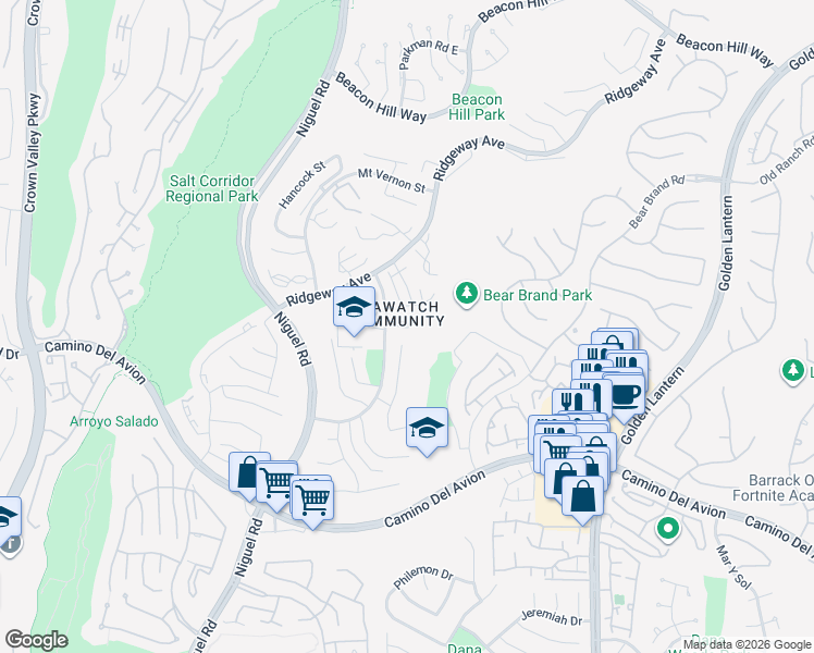 map of restaurants, bars, coffee shops, grocery stores, and more near 69 Brighton Place in Laguna Niguel