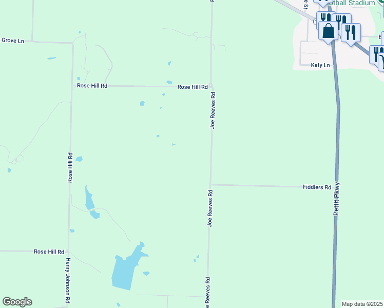 map of restaurants, bars, coffee shops, grocery stores, and more near 868 Rose Hill Road in Whitewright
