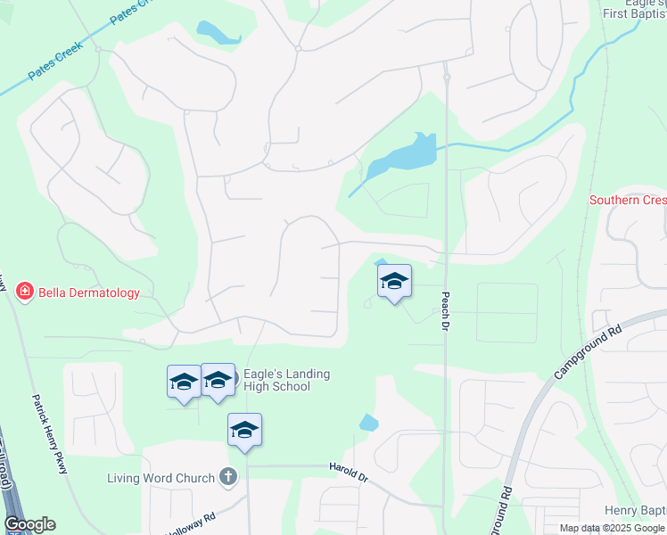 map of restaurants, bars, coffee shops, grocery stores, and more near 295 Langshire Drive in McDonough