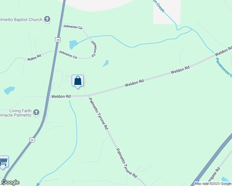 map of restaurants, bars, coffee shops, grocery stores, and more near 275 Weldon Road in Palmetto
