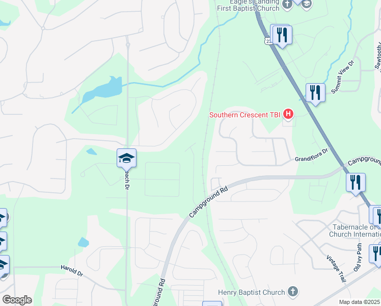 map of restaurants, bars, coffee shops, grocery stores, and more near 209 Weldon Road in McDonough