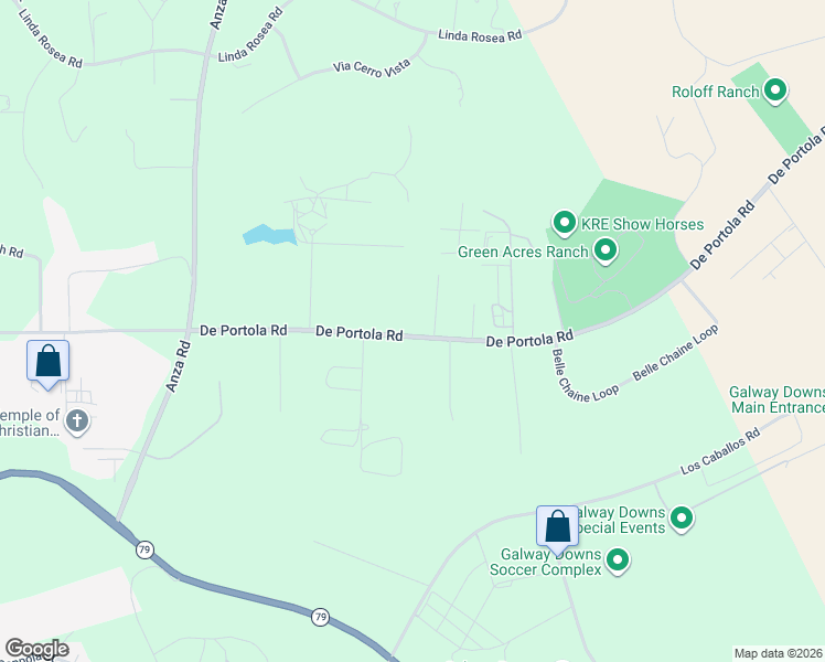 map of restaurants, bars, coffee shops, grocery stores, and more near 35438 De Portola Road in Temecula