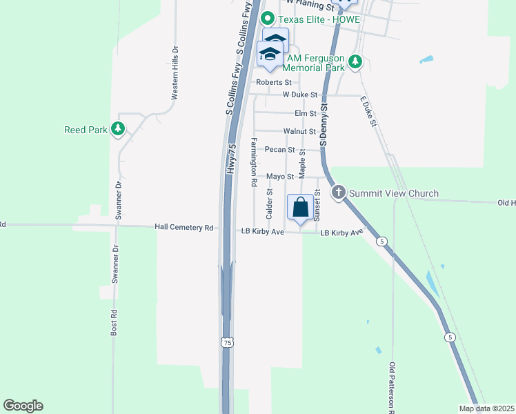map of restaurants, bars, coffee shops, grocery stores, and more near 913 Farmington Road in Howe