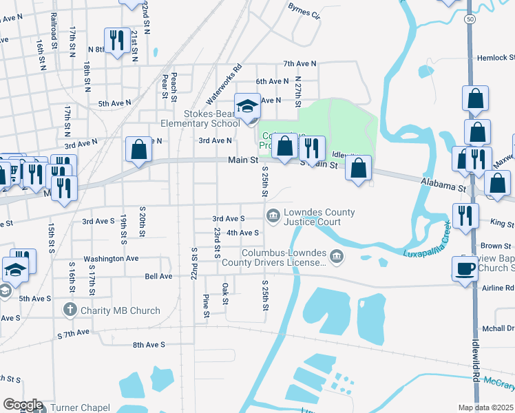 map of restaurants, bars, coffee shops, grocery stores, and more near 100-198 Martin Luther King Jr Dr in Columbus