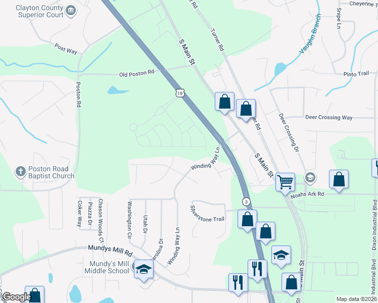 map of restaurants, bars, coffee shops, grocery stores, and more near in Clayton County