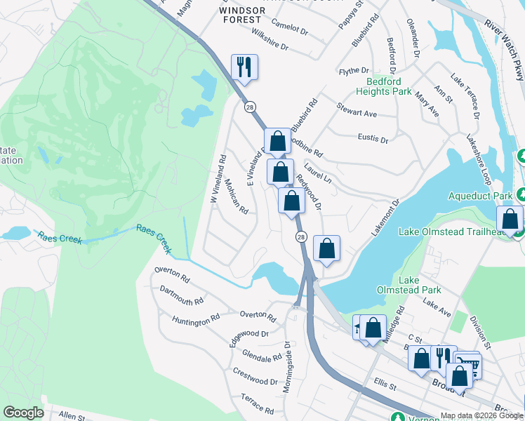 map of restaurants, bars, coffee shops, grocery stores, and more near 225 Water Oak Drive in Augusta