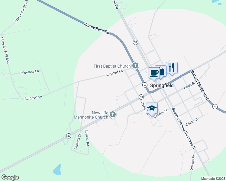 map of restaurants, bars, coffee shops, grocery stores, and more near in Springfield