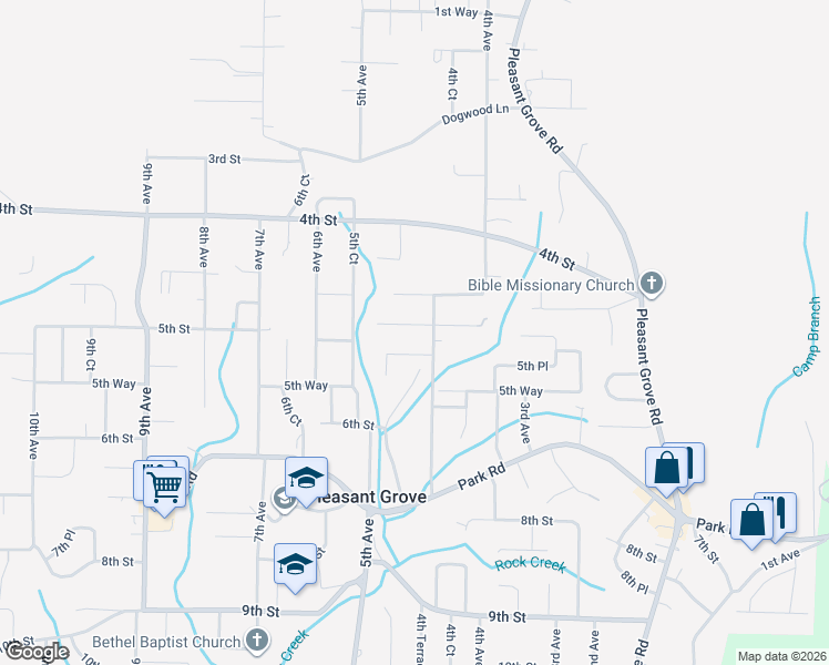 map of restaurants, bars, coffee shops, grocery stores, and more near 445 5th Street in Pleasant Grove