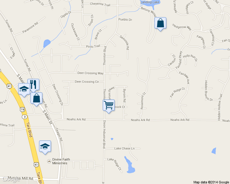 map of restaurants, bars, coffee shops, grocery stores, and more near 9481 Creekside Road in Jonesboro