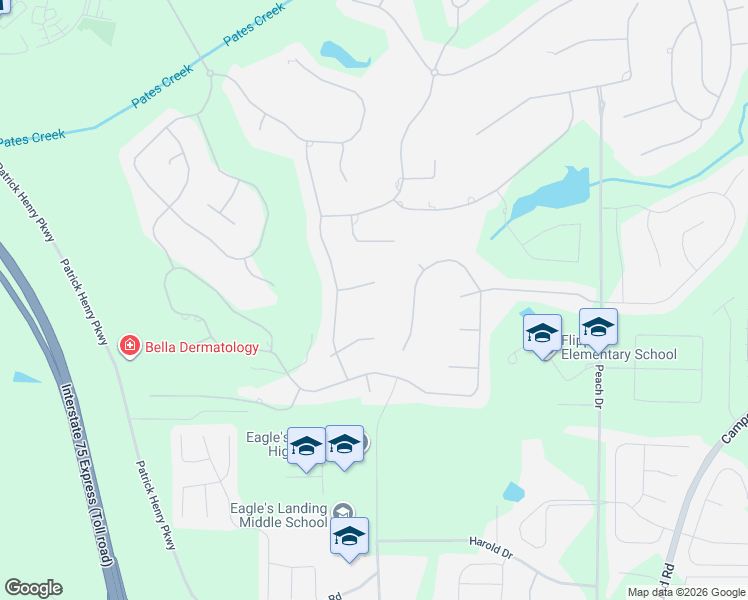 map of restaurants, bars, coffee shops, grocery stores, and more near 80 Vintage Court in McDonough