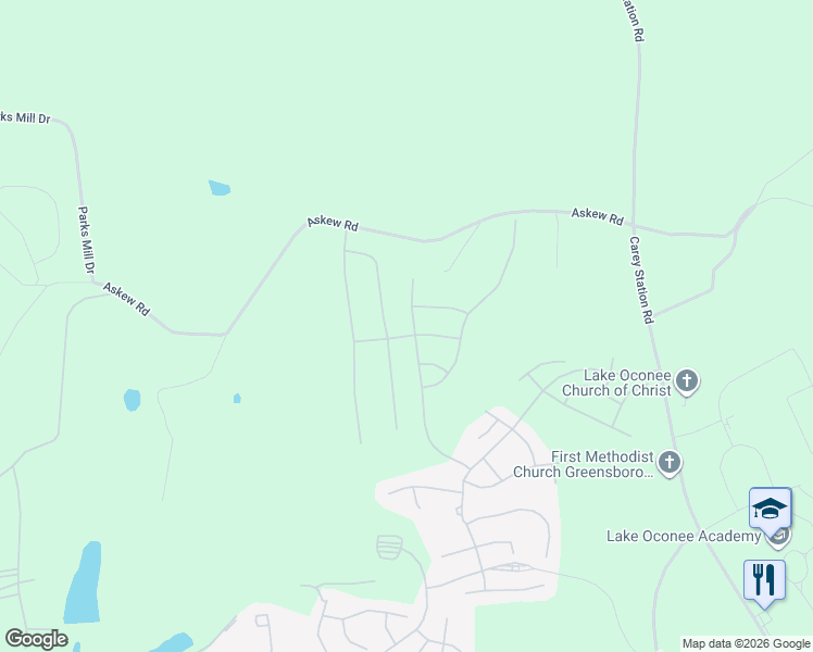 map of restaurants, bars, coffee shops, grocery stores, and more near in Greensboro