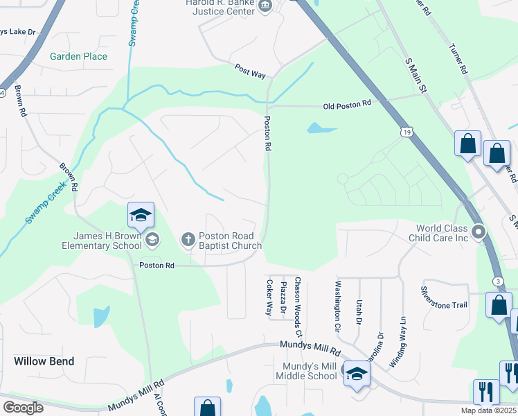 map of restaurants, bars, coffee shops, grocery stores, and more near 1065 Garrison Court in Jonesboro