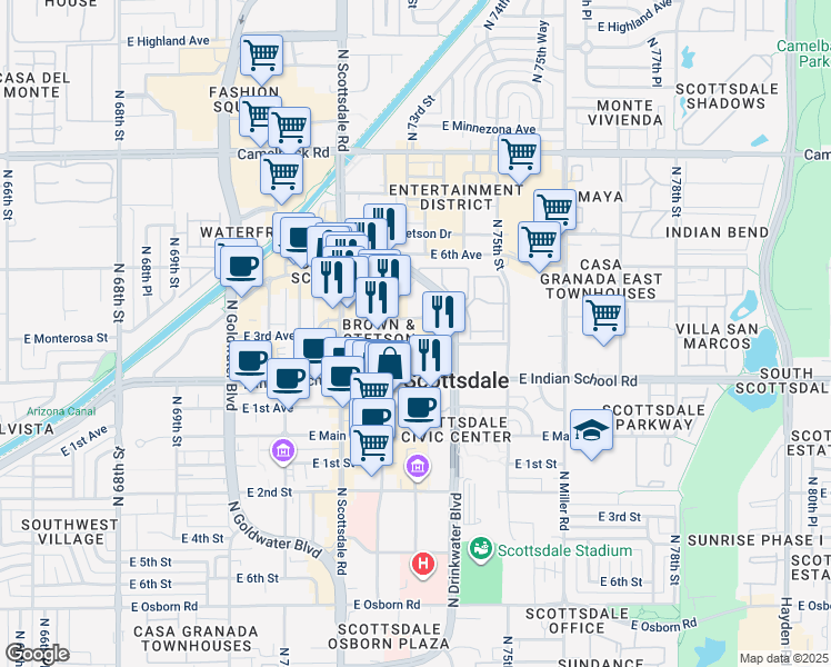 map of restaurants, bars, coffee shops, grocery stores, and more near 13579 North Buckboard Trail in Scottsdale