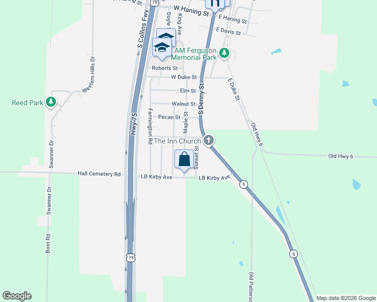 map of restaurants, bars, coffee shops, grocery stores, and more near 913 Maple St in Howe