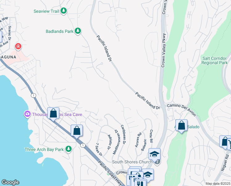 map of restaurants, bars, coffee shops, grocery stores, and more near 32072 Sea Island Drive in Dana Point