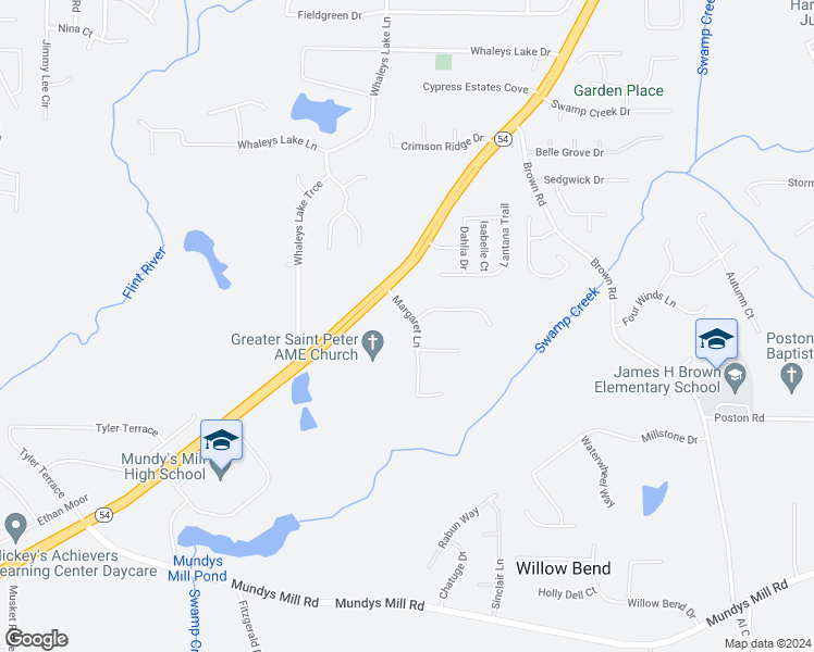 map of restaurants, bars, coffee shops, grocery stores, and more near 9487 Margaret Lane in Jonesboro