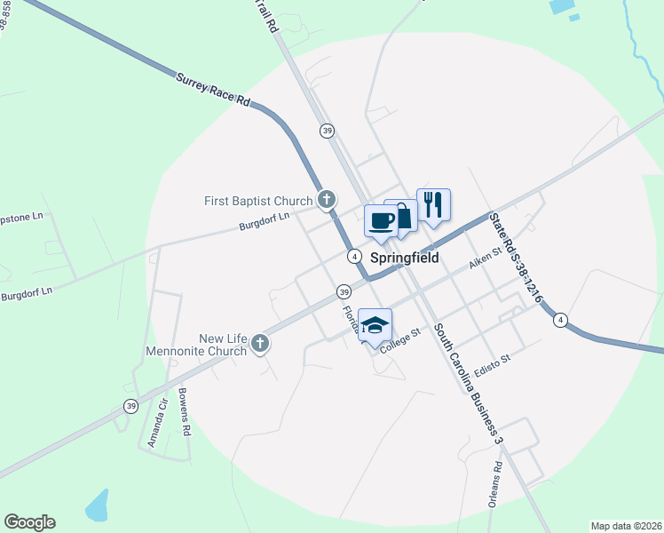 map of restaurants, bars, coffee shops, grocery stores, and more near 290 Florida Street in Springfield