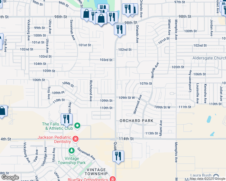 map of restaurants, bars, coffee shops, grocery stores, and more near 4402 108th Street in Lubbock