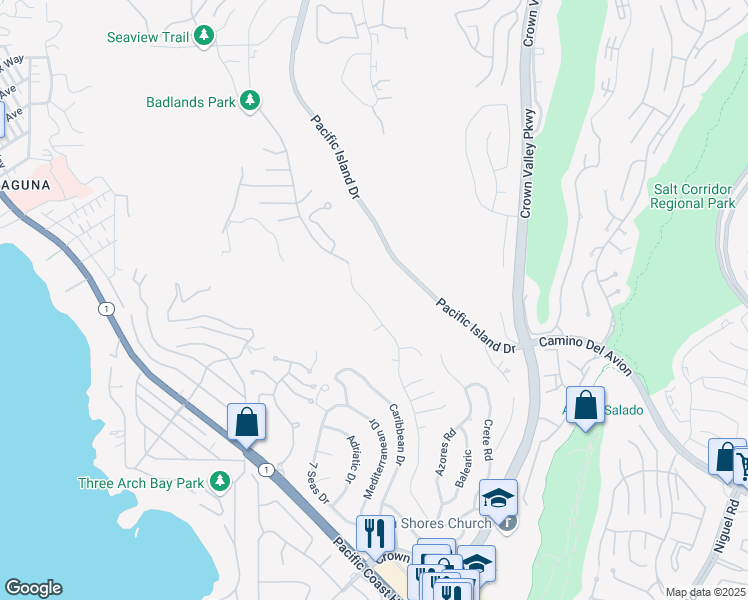 map of restaurants, bars, coffee shops, grocery stores, and more near 32072 Sea Island Drive in Dana Point