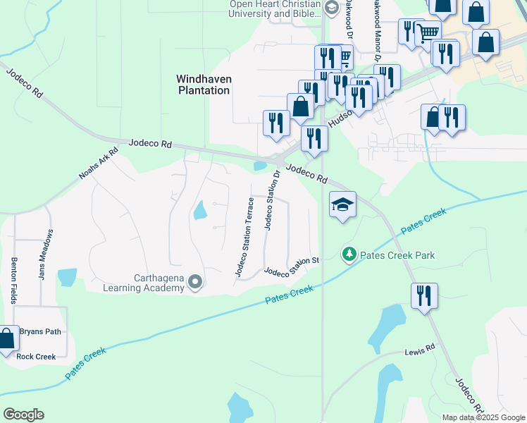 map of restaurants, bars, coffee shops, grocery stores, and more near 32 Jodeco Station Drive in Stockbridge