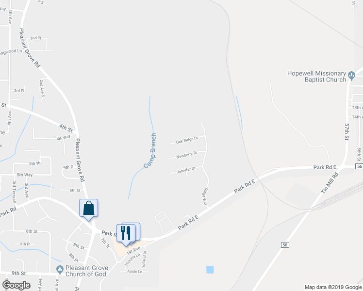 map of restaurants, bars, coffee shops, grocery stores, and more near 425 Oak Ridge Drive in Pleasant Grove