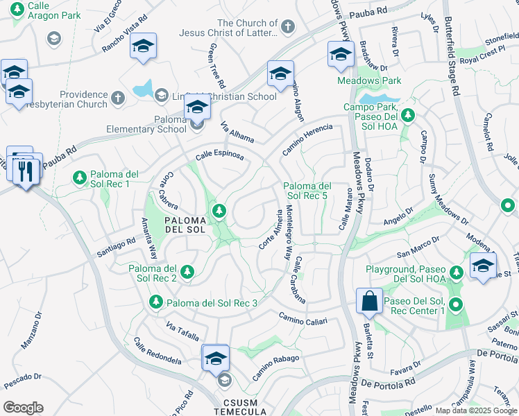 map of restaurants, bars, coffee shops, grocery stores, and more near 32010 Corte Albano in Temecula