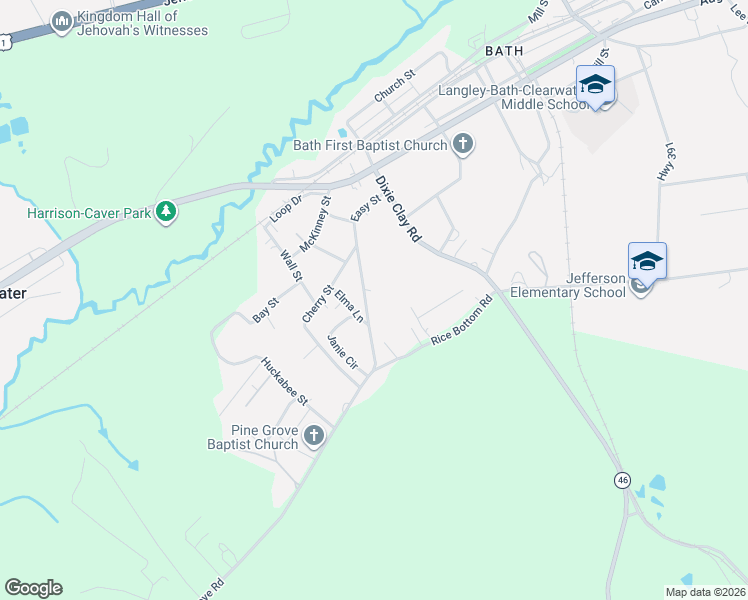 map of restaurants, bars, coffee shops, grocery stores, and more near 166 Easy Street in Beech Island