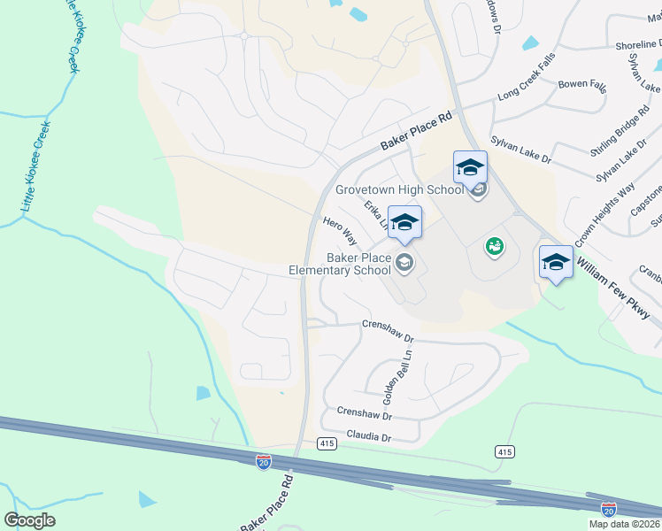 map of restaurants, bars, coffee shops, grocery stores, and more near 2503 Erk Court in Grovetown