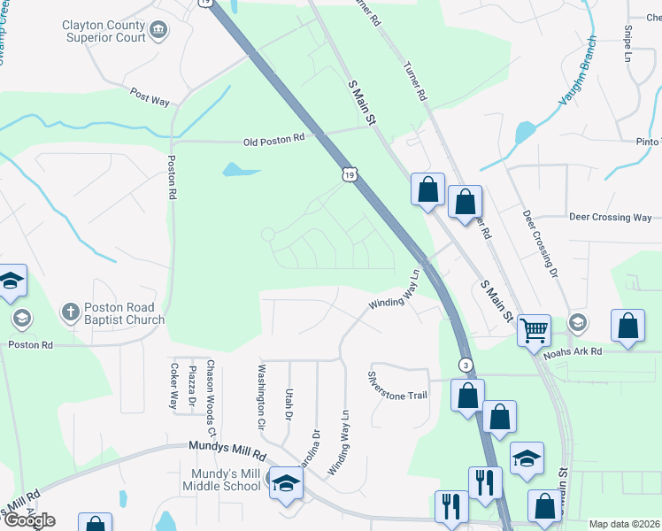 map of restaurants, bars, coffee shops, grocery stores, and more near 1288 Briar Ridge Lane in Jonesboro