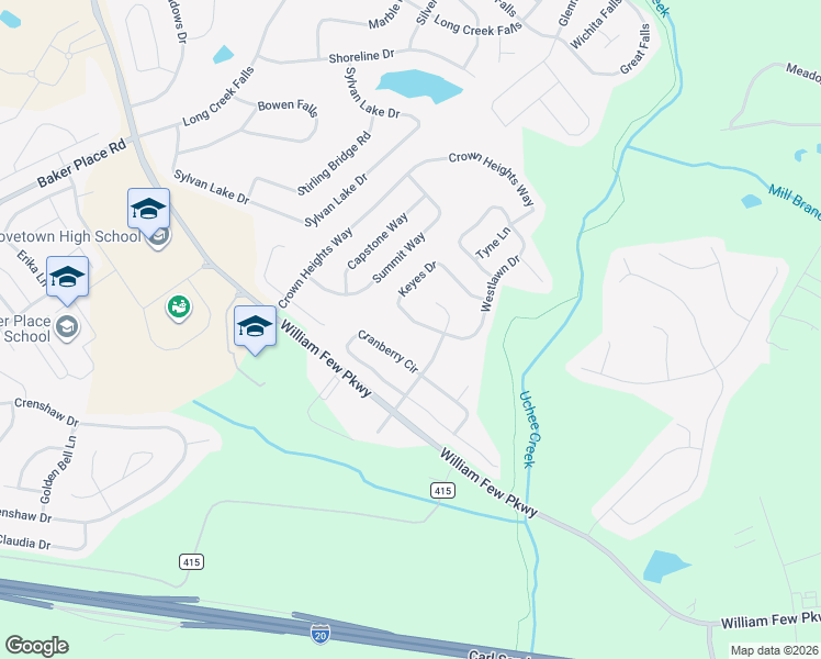 map of restaurants, bars, coffee shops, grocery stores, and more near 553 Cranberry Circle in Grovetown