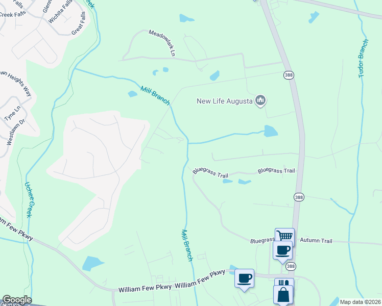 map of restaurants, bars, coffee shops, grocery stores, and more near 5242 Mill Creek Lane in Grovetown