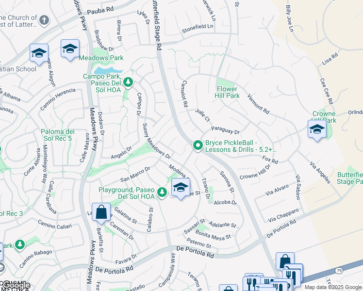 map of restaurants, bars, coffee shops, grocery stores, and more near 32865 Naples Court in Temecula