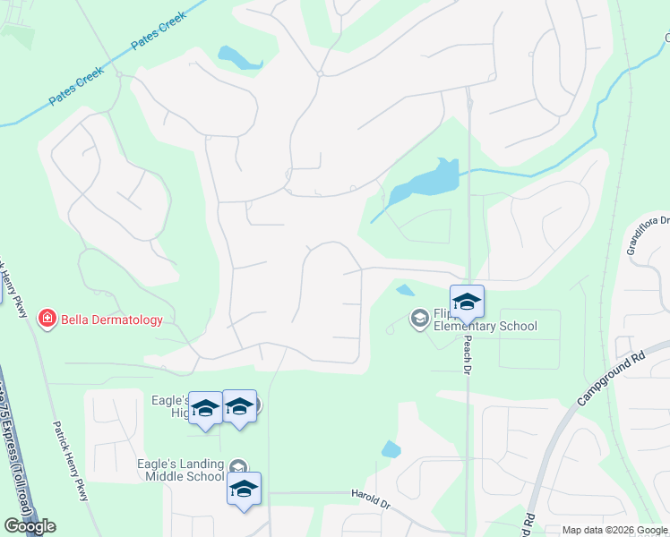 map of restaurants, bars, coffee shops, grocery stores, and more near 712 Stratton Drive in McDonough