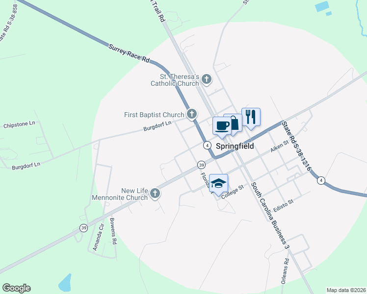 map of restaurants, bars, coffee shops, grocery stores, and more near 290 Florida Street in Springfield