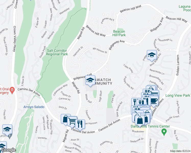 map of restaurants, bars, coffee shops, grocery stores, and more near in Laguna Beach