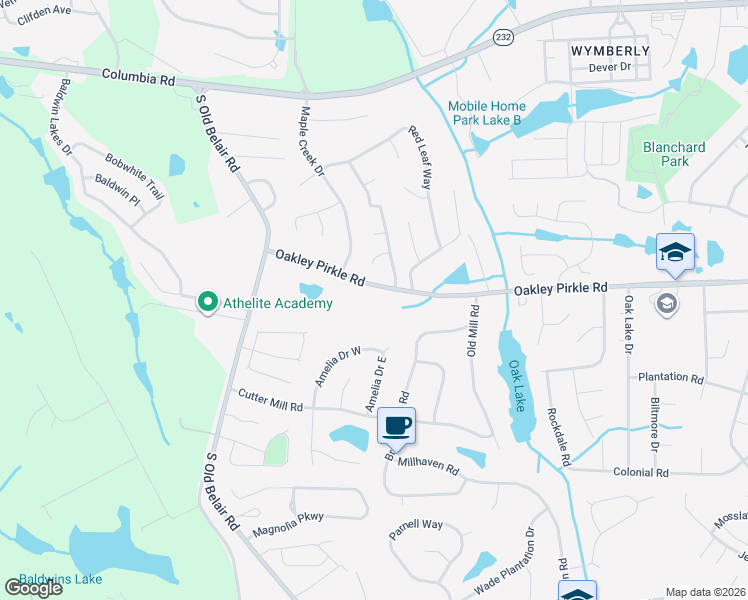 map of restaurants, bars, coffee shops, grocery stores, and more near 4680 Oakley Pirkle Road in Martinez