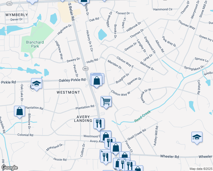 map of restaurants, bars, coffee shops, grocery stores, and more near 670 Clinton Way West in Martinez
