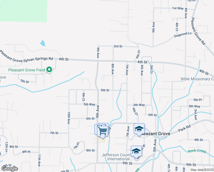 map of restaurants, bars, coffee shops, grocery stores, and more near in Pleasant Grove