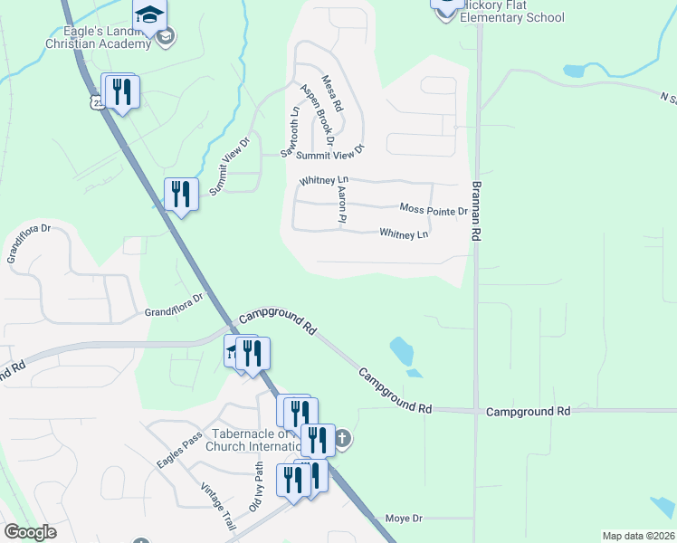 map of restaurants, bars, coffee shops, grocery stores, and more near 141 Crown Walk in McDonough