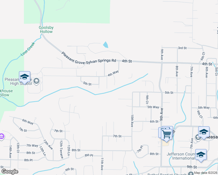 map of restaurants, bars, coffee shops, grocery stores, and more near 439 10th Terrace in Pleasant Grove
