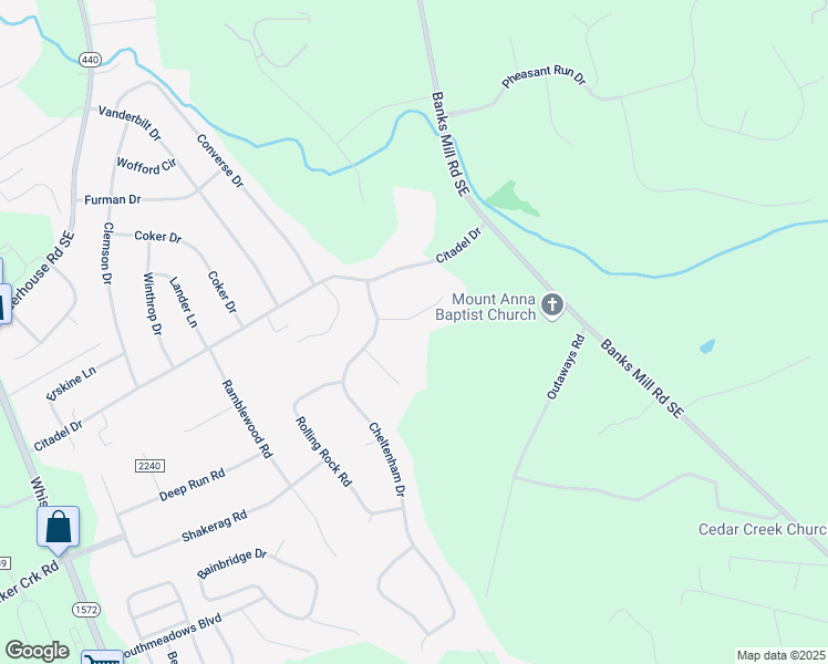 map of restaurants, bars, coffee shops, grocery stores, and more near 16 Shrewsbury Lane in Aiken