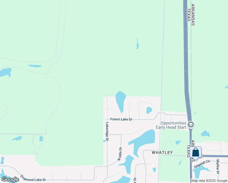 map of restaurants, bars, coffee shops, grocery stores, and more near 6303 Lakeridge Drive in Texarkana