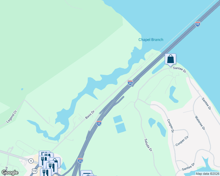 map of restaurants, bars, coffee shops, grocery stores, and more near 401 Bass Drive in Santee